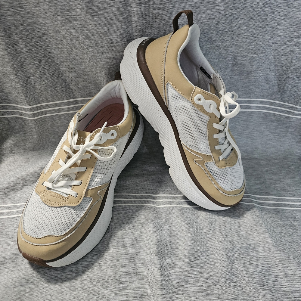 REVITALIGN White and Tan Athletic Shoes